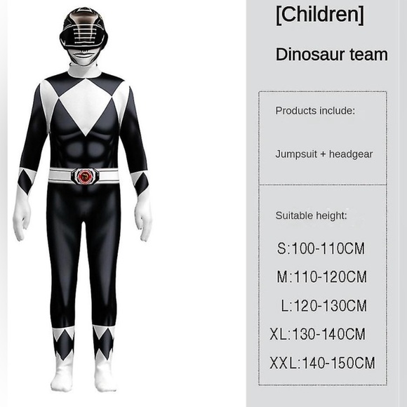 Power Rangers Black Morphsuit size 130 or 8. It zips up the back. 2 pieces. - Picture 4 of 12